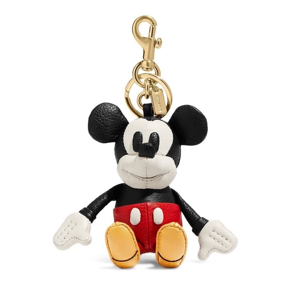 Coach x Disney Mickey Mouse 50th Leather Plush Bag Charm Keychain Fob - NEW - Picture 4 of 5